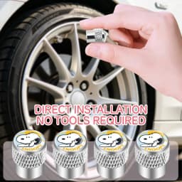 4Pcs cartoon For Snoopy Aluminum Alloy Car Tire Valve Caps Metal Wheel Rim Tyre Stem Decor Protective Cover Accessories