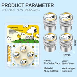 4Pcs cartoon For Snoopy Aluminum Alloy Car Tire Valve Caps Metal Wheel Rim Tyre Stem Decor Protective Cover Accessories