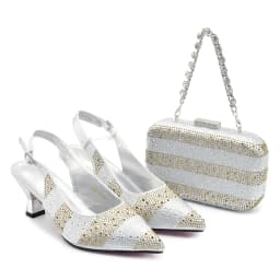 Luxury Italian Shoes and Bag Set for Women Elegant Shoes Woman Heel Nigeria Party Shoes and Bags for Women Rhinestone Pumps