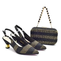 Luxury Italian Shoes and Bag Set for Women Elegant Shoes Woman Heel Nigeria Party Shoes and Bags for Women Rhinestone Pumps