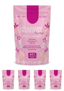 Myo Inositol & D-Chiro Inositol Powder 40:1 Ratio, 225g 45 Servings with Folate, Vitamin D3 and Zinc, Daily Nutrition