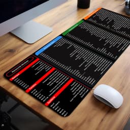 French Excel Shortcuts Pattern Large Mouse Pad Office Desk Mat Computer Keyboard Pad Starters Gift for Office Workers Students