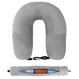 Travel Neck Pillow with Fillable Clothing U-Shaped Pillowcase, Extra Storage Bag, Velvet Neck Pillow Cover for Airplane Travel