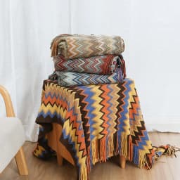 Battilo Boho Throw Blanket Lightweight Knit Throw With Tassels Bohemian Woven Sofa Blankets Soft Bed Plaid Decorative Blanket