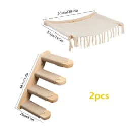 Wooden Cat Tree Tower Cat Wall Furniture Climbing Shelves Perches Sisal Scratcher Hammock Steps and Ladder Indoor Cats Walk Gym