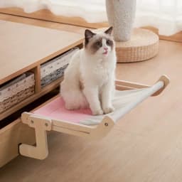 1pc Cat Window Hammock, Wooden Frame Hanging Cat Lounge Bed, Detachable Cat Basking Platform Window Seat Shelves