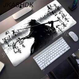 Black Samurai Mouse Pad Gamer Table Mat Teclado Empresa Gaming Laptop Esports Mousepad PC Office Accessories Computer Desk Mats