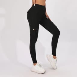 Breathable High Waisted Hip Lifting Button Pocket Sport Brushed Nude Yoga Pants Slimming Tight Leggings High Elastic Leggings