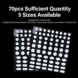 ATK Crystal Jade Teflon Mouse Skates 70Pcs 5 Sizes Universal PTFE Feet Pads Speed Wear Resistant For Esports Gaming Mouse