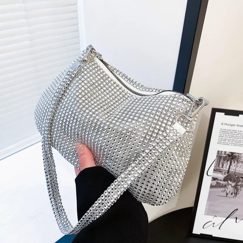 Fashion Rhinestones Evening Clutch Bag Shiny Crystal Female Dinner Party Wedding Purses Handbag Designer Shoulder Underarm Bags
