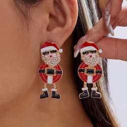 Cute Enamel Santa Claus Stud Earrings For Women Exquisite Imitation Pearl Cartoon Christmas Earring Xmas New Year Party Gifts