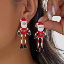 Cute Enamel Santa Claus Stud Earrings For Women Exquisite Imitation Pearl Cartoon Christmas Earring Xmas New Year Party Gifts