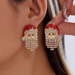 Cute Enamel Santa Claus Stud Earrings For Women Exquisite Imitation Pearl Cartoon Christmas Earring Xmas New Year Party Gifts