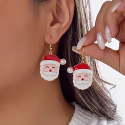 Cute Enamel Santa Claus Stud Earrings For Women Exquisite Imitation Pearl Cartoon Christmas Earring Xmas New Year Party Gifts