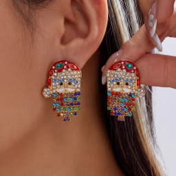 Cute Enamel Santa Claus Stud Earrings For Women Exquisite Imitation Pearl Cartoon Christmas Earring Xmas New Year Party Gifts