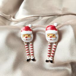 Cute Enamel Santa Claus Stud Earrings For Women Exquisite Imitation Pearl Cartoon Christmas Earring Xmas New Year Party Gifts