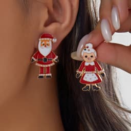 Cute Enamel Santa Claus Stud Earrings For Women Exquisite Imitation Pearl Cartoon Christmas Earring Xmas New Year Party Gifts