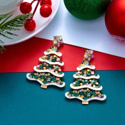 Colourful Zircon Christmas Tree Earrings For Women Sparkling Crystal Snowflake Elk Earring New Year Holiday Jewelry Gifts