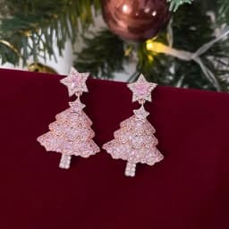 Colourful Zircon Christmas Tree Earrings For Women Sparkling Crystal Snowflake Elk Earring New Year Holiday Jewelry Gifts