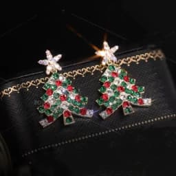 Colourful Zircon Christmas Tree Earrings For Women Sparkling Crystal Snowflake Elk Earring New Year Holiday Jewelry Gifts