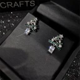 Colourful Zircon Christmas Tree Earrings For Women Sparkling Crystal Snowflake Elk Earring New Year Holiday Jewelry Gifts