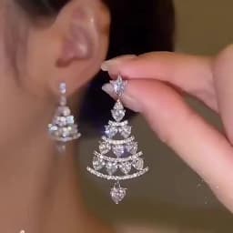 Colourful Zircon Christmas Tree Earrings For Women Sparkling Crystal Snowflake Elk Earring New Year Holiday Jewelry Gifts