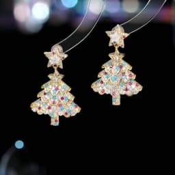 Colourful Zircon Christmas Tree Earrings For Women Sparkling Crystal Snowflake Elk Earring New Year Holiday Jewelry Gifts