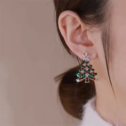 Colourful Zircon Christmas Tree Earrings For Women Sparkling Crystal Snowflake Elk Earring New Year Holiday Jewelry Gifts