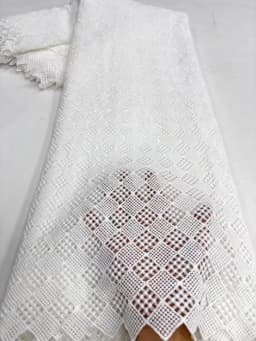 White 100%Cotton Lace Fabrics 2026 High Quality Dubai Materials Latest Nigerian Guipure Lace Fabric Senegal Style For Wedding