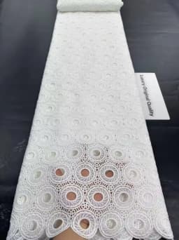 White 100%Cotton Lace Fabrics 2026 High Quality Dubai Materials Latest Nigerian Guipure Lace Fabric Senegal Style For Wedding