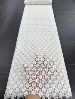 White 100%Cotton Lace Fabrics 2026 High Quality Dubai Materials Latest Nigerian Guipure Lace Fabric Senegal Style For Wedding