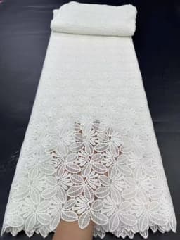 White 100%Cotton Lace Fabrics 2026 High Quality Dubai Materials Latest Nigerian Guipure Lace Fabric Senegal Style For Wedding