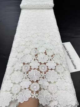 White 100%Cotton Lace Fabrics 2026 High Quality Dubai Materials Latest Nigerian Guipure Lace Fabric Senegal Style For Wedding
