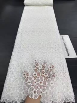 White 100%Cotton Lace Fabrics 2026 High Quality Dubai Materials Latest Nigerian Guipure Lace Fabric Senegal Style For Wedding