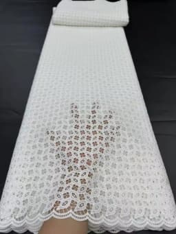 White 100%Cotton Lace Fabrics 2026 High Quality Dubai Materials Latest Nigerian Guipure Lace Fabric Senegal Style For Wedding