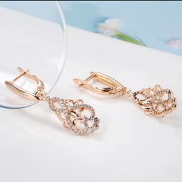 JULYDREAM Luxury Natural Zircon 585 Gold Color Long Dangle Women's Earrings Fashion Wedding Jewelry Party Personality Earrings