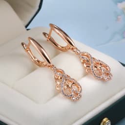 JULYDREAM Luxury Natural Zircon 585 Gold Color Long Dangle Women's Earrings Fashion Wedding Jewelry Party Personality Earrings