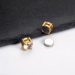 Hip-hop Zircon Magnetic Clip Earrings for Men Women,Anti Allergy Stainless Steel Non Piercing Ear Clip,Casual Unisex Jewelry