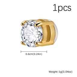 Hip-hop Zircon Magnetic Clip Earrings for Men Women,Anti Allergy Stainless Steel Non Piercing Ear Clip,Casual Unisex Jewelry