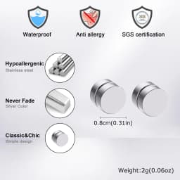 Hiphop Clip Earring for Men Women,Fashion Small Round Metal Magnetic Earrings,Non-pierced Magnetic Studs Jewelry Gift