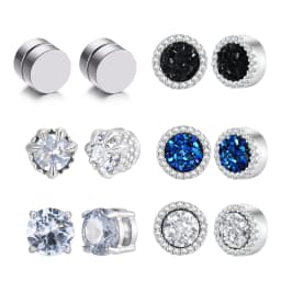 Hiphop Clip Earring for Men Women,Fashion Small Round Metal Magnetic Earrings,Non-pierced Magnetic Studs Jewelry Gift
