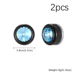 Magnetic Zircon Stud Earrings for Men,8mm Hypoallergenic Stainless Steel Non-Pierced Clip Earrings,Punk Rock Jewelry Gift