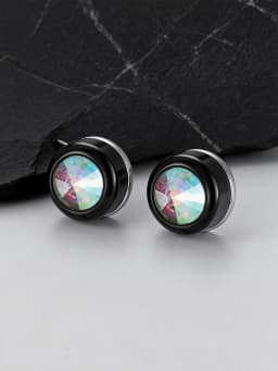 Magnetic Zircon Stud Earrings for Men,8mm Hypoallergenic Stainless Steel Non-Pierced Clip Earrings,Punk Rock Jewelry Gift