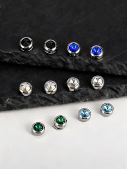 Magnetic Zircon Stud Earrings for Men,8mm Hypoallergenic Stainless Steel Non-Pierced Clip Earrings,Punk Rock Jewelry Gift