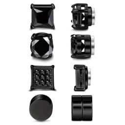4 Pairs Stainless Steel Magnetic Stud Earrings, Fashion Cubic Zirconia Magnetic Non-piercing Ear Clip For Men