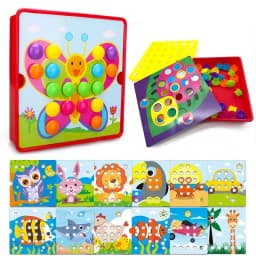Montessori Baby Toys Mushroom Nail Beads Intelligent 3D Puzzle Games Jigsaw Board for Children Kids Educational Toys