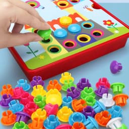 Montessori Baby Toys Mushroom Nail Beads Intelligent 3D Puzzle Games Jigsaw Board for Children Kids Educational Toys