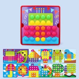 Montessori Baby Toys Mushroom Nail Beads Intelligent 3D Puzzle Games Jigsaw Board for Children Kids Educational Toys