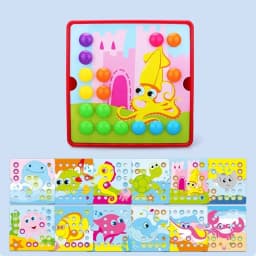 Montessori Baby Toys Mushroom Nail Beads Intelligent 3D Puzzle Games Jigsaw Board for Children Kids Educational Toys