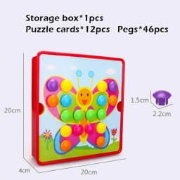 Montessori Baby Toys Mushroom Nail Beads Intelligent 3D Puzzle Games Jigsaw Board for Children Kids Educational Toys